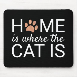Home Is Where The Cat Is Rose Gold Foil Paw Print Mouse Mat