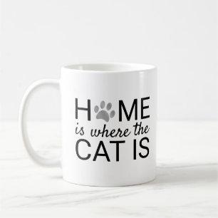 Home Is Where The Cat Is Silver Foil Paw Prints Coffee Mug
