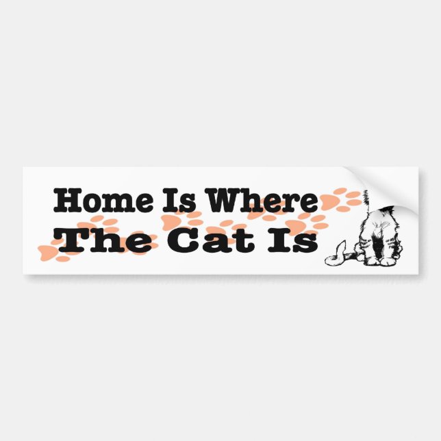 Home Is Where the Cat Is sticker for cat people (Front)