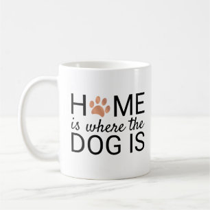 Home Is Where The Dog Is Rose Gold Foil Paw Prints Coffee Mug