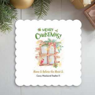 Home Is Where the Heart   Budget Realtor Christmas Paper Coaster