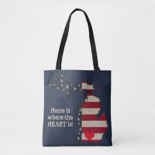 Home Is Where The Heart Is   Americana Michigan Tote Bag
