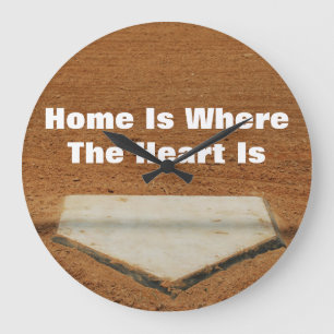 Home Is Where The Heart Is Baseball Home Plate Large Clock