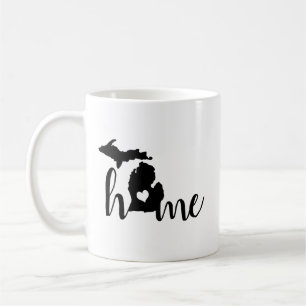 Home Is Where The Heart Is Michigan Silhouette Coffee Mug