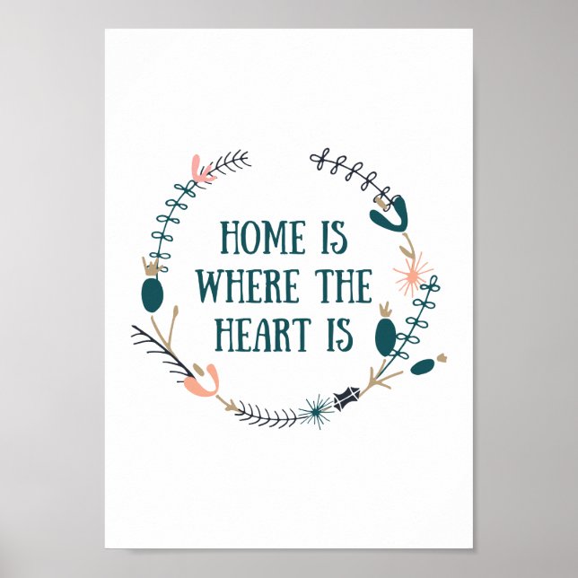 Home is where the heart is print,housewarming gift poster (Front)