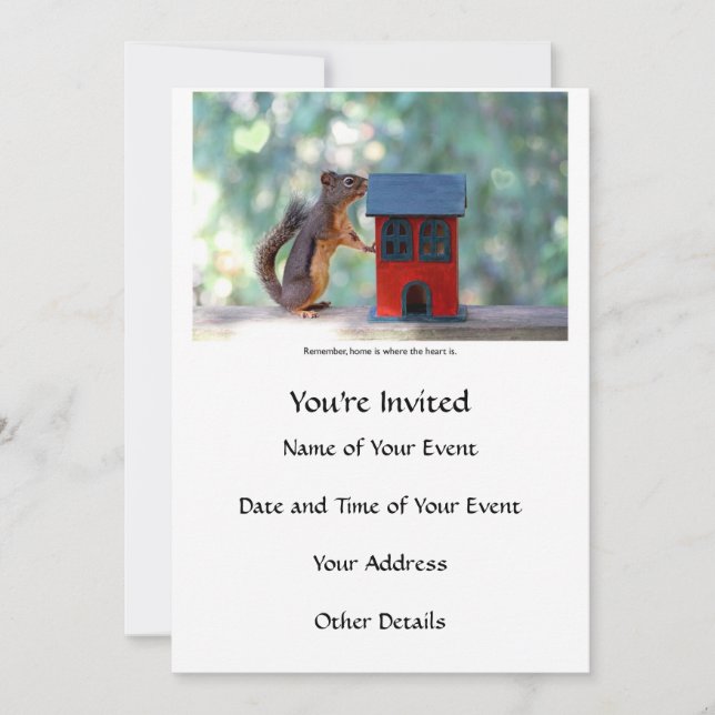 Home is Where the Heart Is Squirrel Invitation (Front)