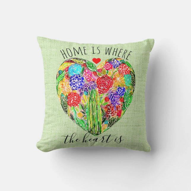 Home Is Where the Heart Is Throw Pillow (Front)