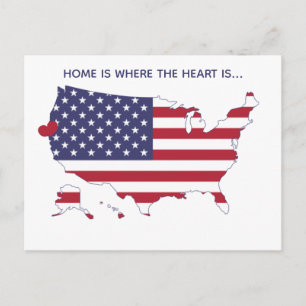 Home is where the heart is - US Map & Flag Custom Postcard