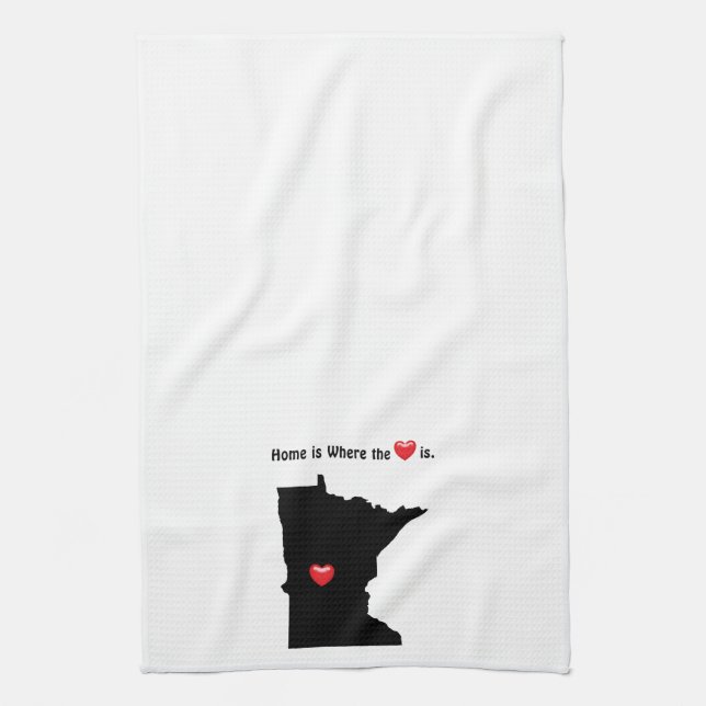 Home is Where the Heart MINNESOTA Tea Towel (Vertical)