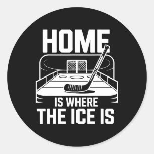 Home Is Where The Ice Is Retro Hockey Lovers Playe Classic Round Sticker