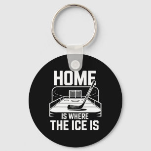 Home Is Where The Ice Is Retro Hockey Lovers Playe Key Ring