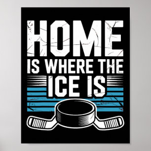 Home Is Where The Ice Is Retro Hockey Lovers Playe Poster