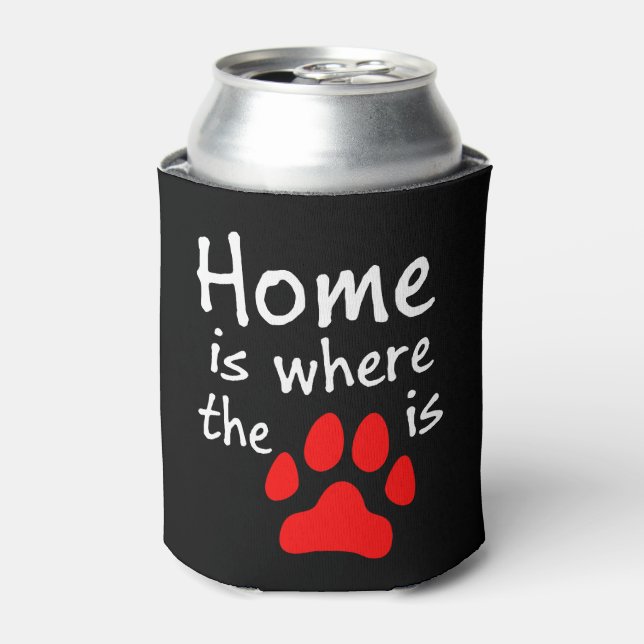 Home is where the paw print is can cooler (Can Front)