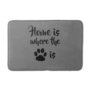 Home is Where the Paw Print is Grey Rug Bath Mat