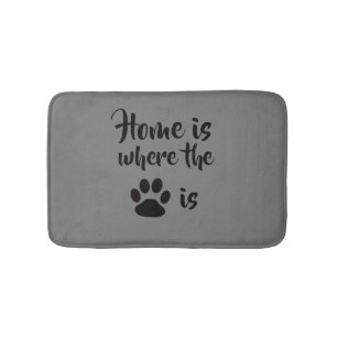 Home is Where the Paw Print is Grey Rug Bath Mat