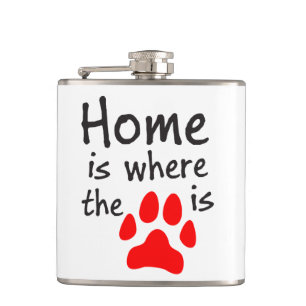 Home is where the paw print is hip flask