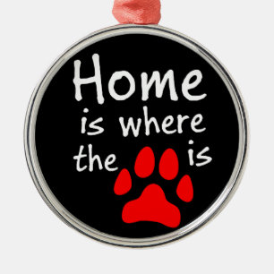 Home is where the paw print is metal tree decoration