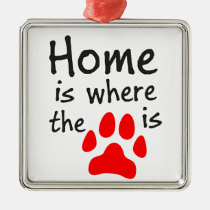 Home is where the paw print is metal tree decoration