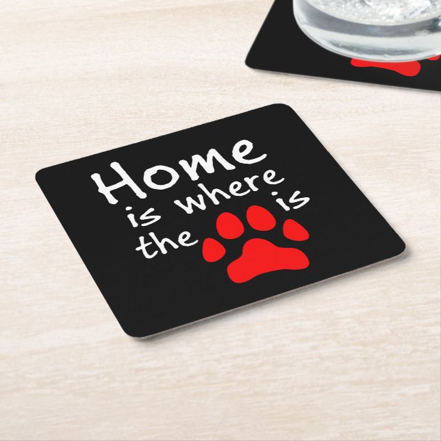 Home is where the paw print is Paper Coaster (Angled)