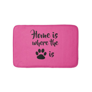 Home is Where the Paw Print is Pink Rug Bath Mat