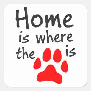 Home is where the paw print is square sticker