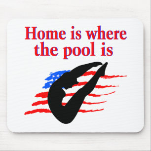 HOME IS WHERE THE POOL IS DIVING DESIGN MOUSE MAT