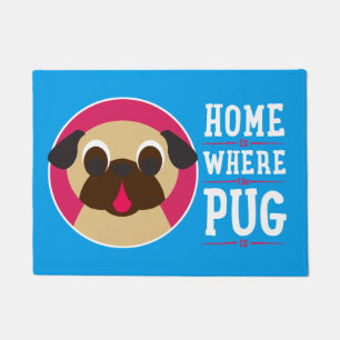 Home Is Where The Pug Is Fawn Pug Doormat
