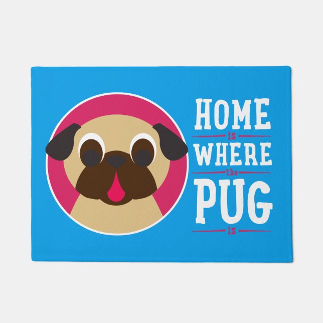 Home Is Where The Pug Is Fawn Pug Doormat (Front)