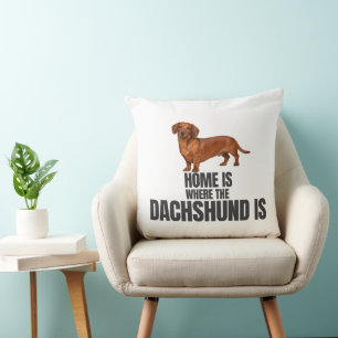 Home Is Where the Red Dachshund Is Cushion