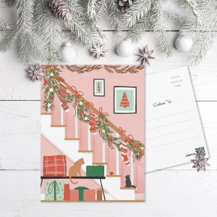 Home is where the stockings are holiday postcard
