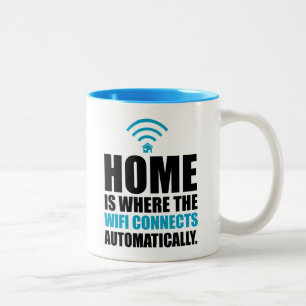 Home is Where the Wi-Fi Connects Automatically Two-Tone Coffee Mug