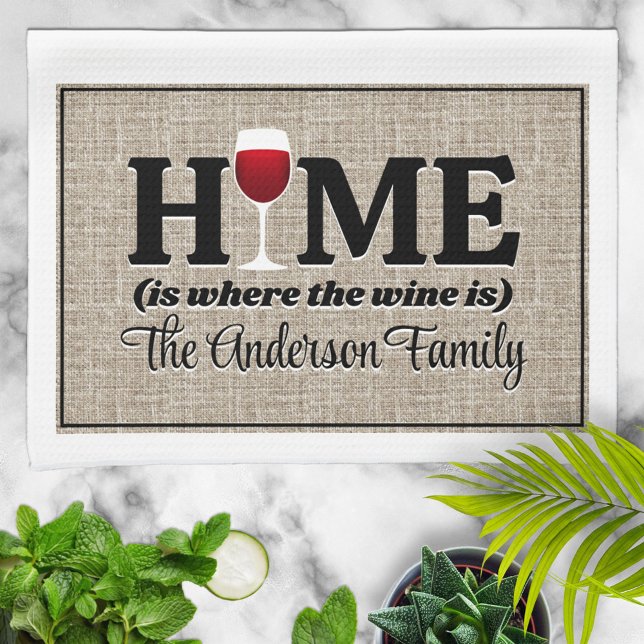Home Is Where the Wine Is Personalised Tea Towel (Creator Uploaded)
