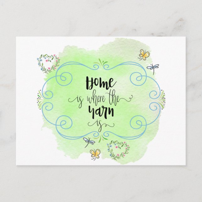 Home is Where the Yarn is - Knitters Saying Postcard (Front)