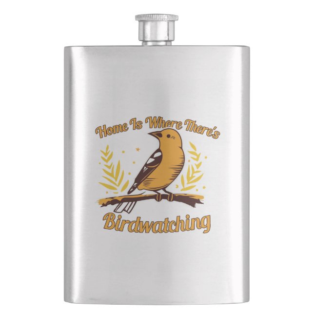 Home Is Where There's Birdwatching Hip Flask (Front)