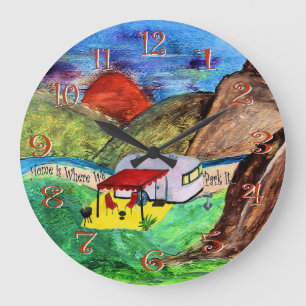 home is where we park it camper wall clock