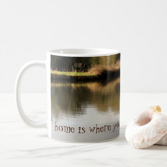 Home is Where You Moor It Narrowboat Canal Mug (With Donut)
