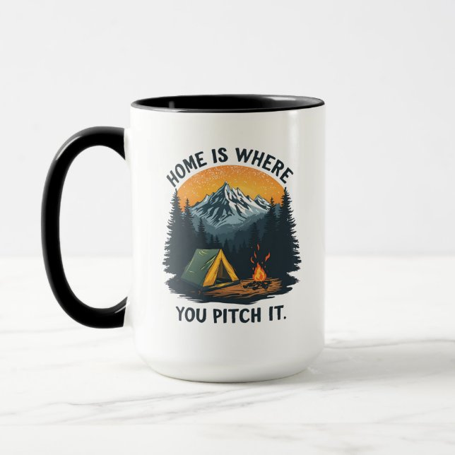 Home Is Where You Pitch It – Camping & Outdoor Mug (Left)
