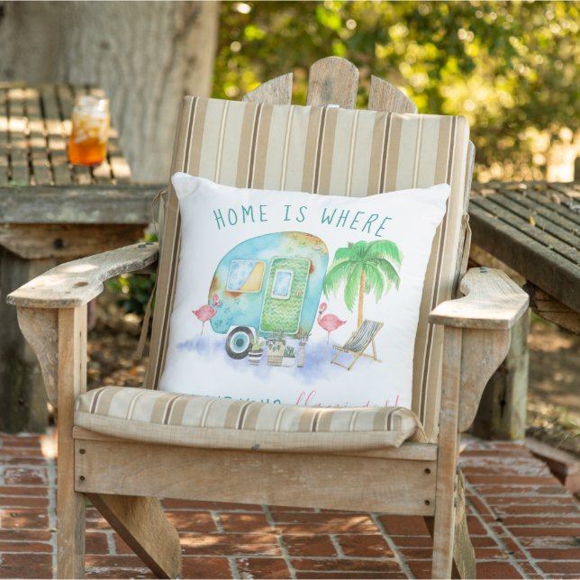 Home Is Where You Put Your Flamingos | Watercolor Cushion (Chair)