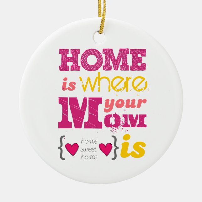 Home is where your mom is ceramic tree decoration (Front)