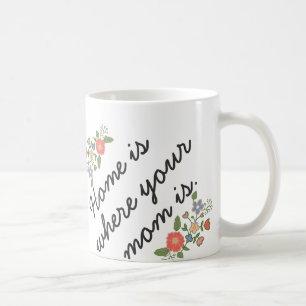Home is where your mum is mother's day gift modern coffee mug