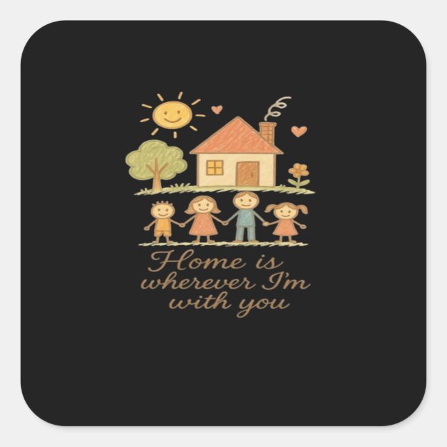 Home Is Wherever Im With You Wholesome Family Cozy Square Sticker (Front)