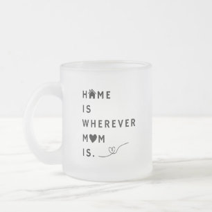 Home Is Wherever Mom Is – Gift For Mom Frosted Glass Coffee Mug