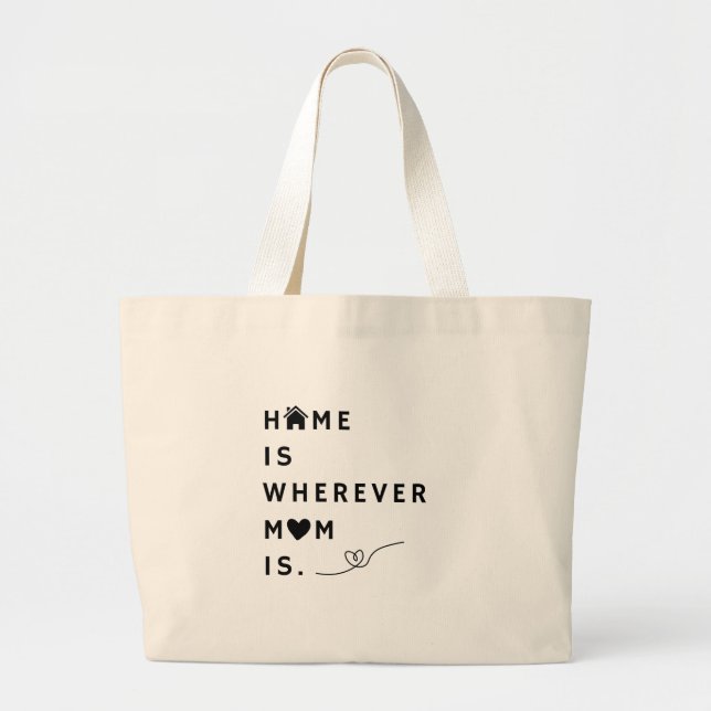 Home Is Wherever Mom Is – Gift For Mom Large Tote Bag (Front)