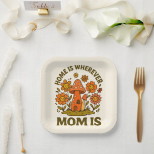 Home Is Wherever Mum Is Mothers Day Paper Plate