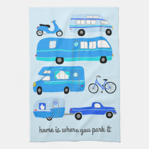 Home is WhereYou Park Retro Camper Motorhome RV Tea Towel