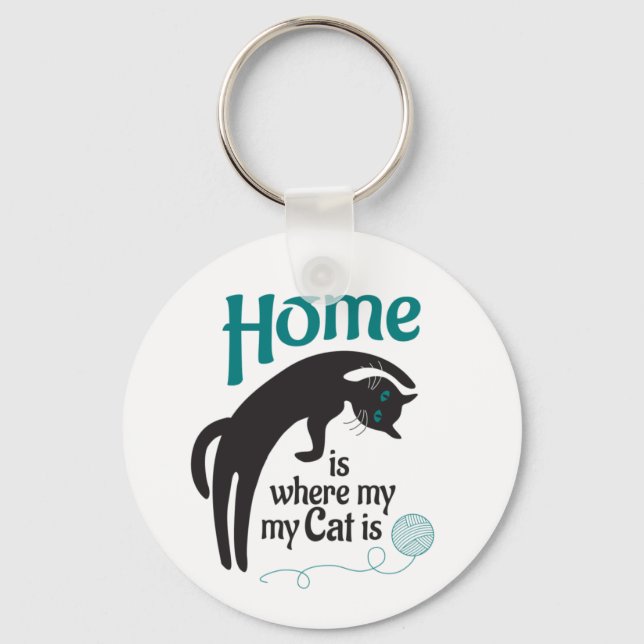 Home is whers my cat is key ring (Front)