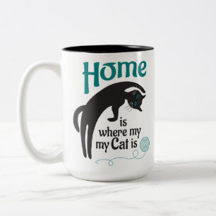 Home is whers my cat is Two-Tone coffee mug