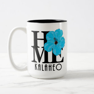 HOME Kalaheo Blue Hibiscus `15oz Two-Tone Coffee Mug