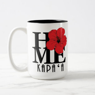 HOME Kapa`a Hawaii Red Hibiscus 15oz Two-Tone Coffee Mug