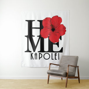 HOME Kapolei Hawaii Red Hibiscus Tapestry